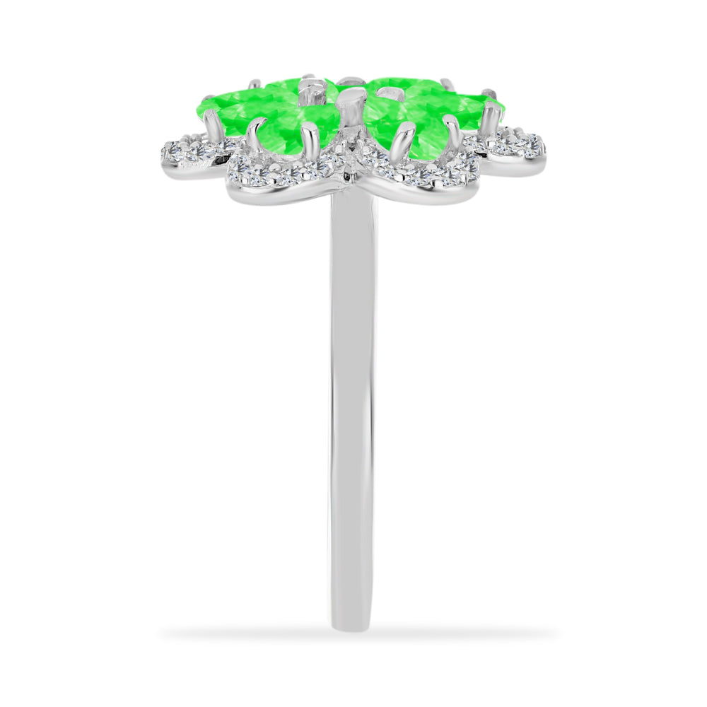 Silberring mit Hyalit-Opal und weißem Topas