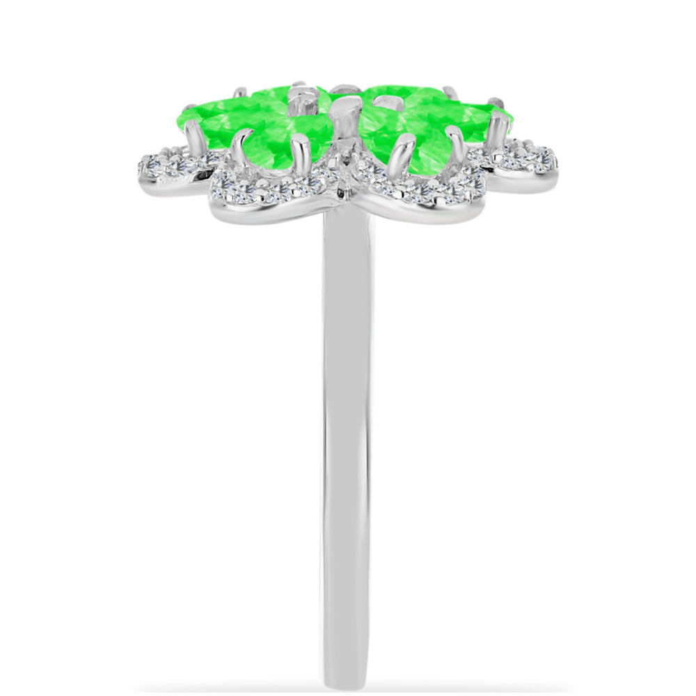 Silberring mit Hyalit-Opal und weißem Topas