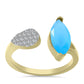 Goldplattierter Silberring mit Aqua-Chalcedon und weißem Topas