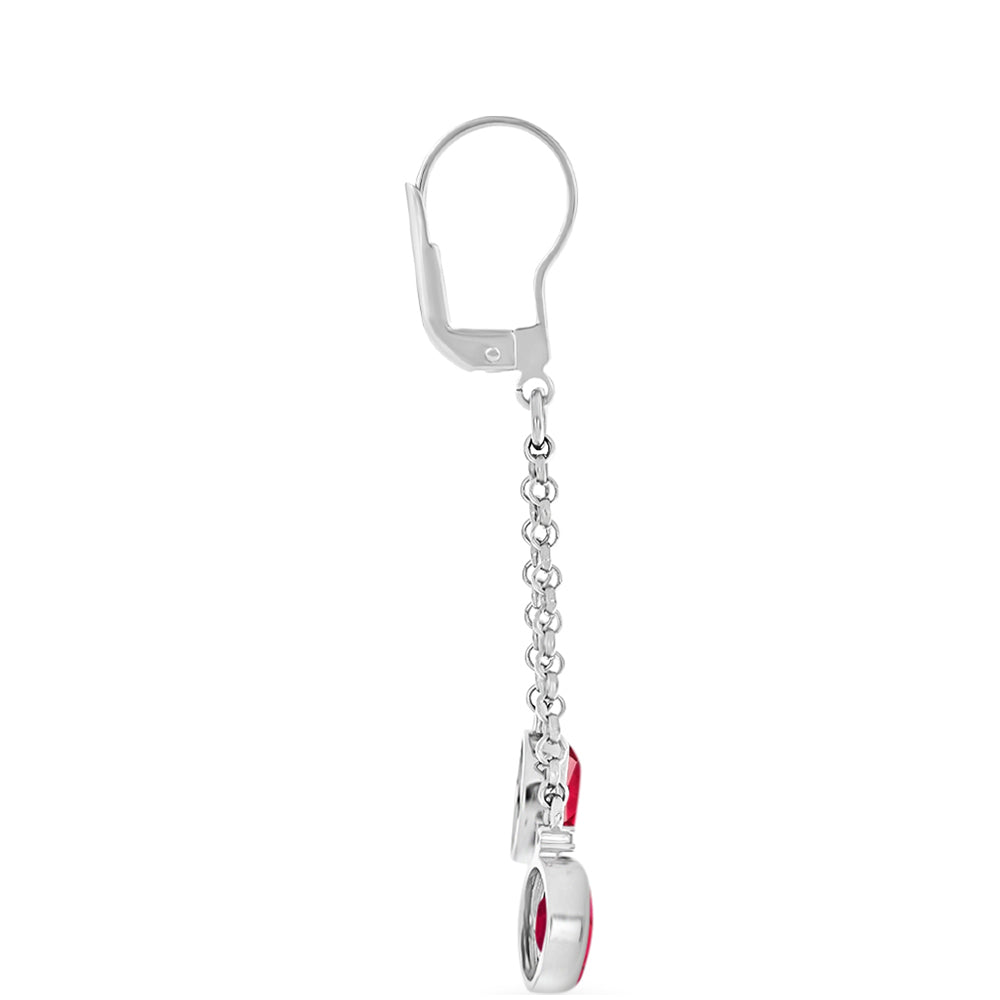 Silberohrringe mit Rubin aus Madagaskar und weißem Diamant 2 