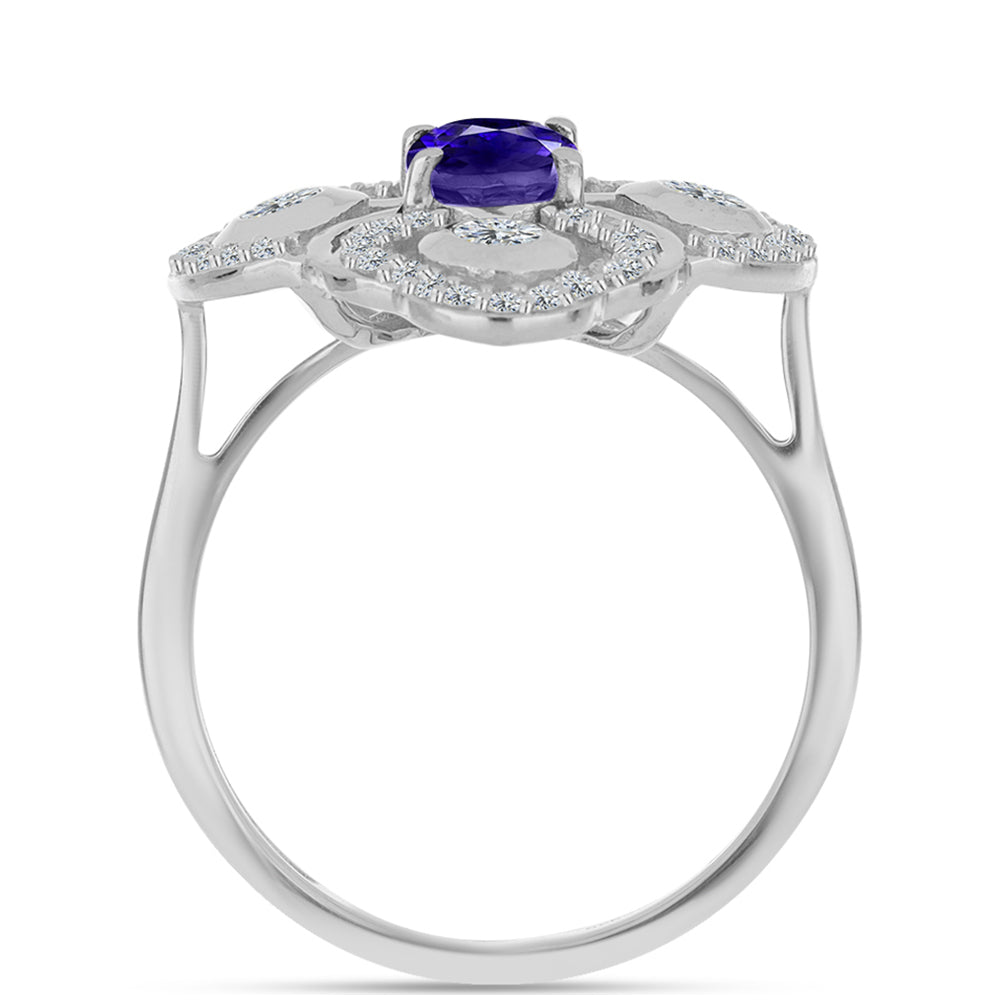 Silberring mit Iolith und weißem Topas