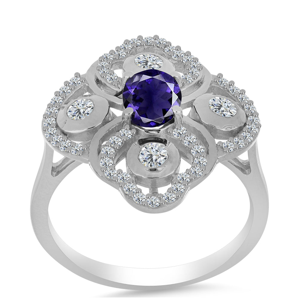 Silberring mit Iolith und weißem Topas 3 