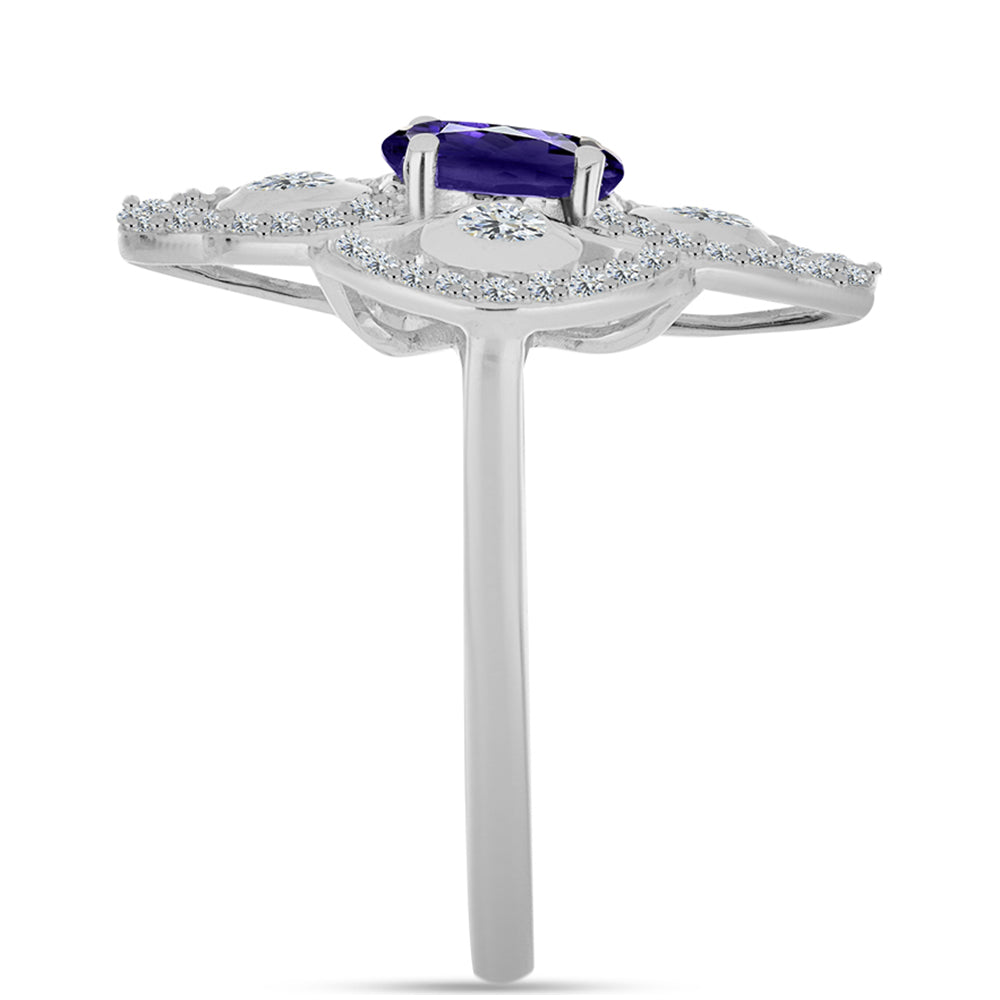 Silberring mit Iolith und weißem Topas