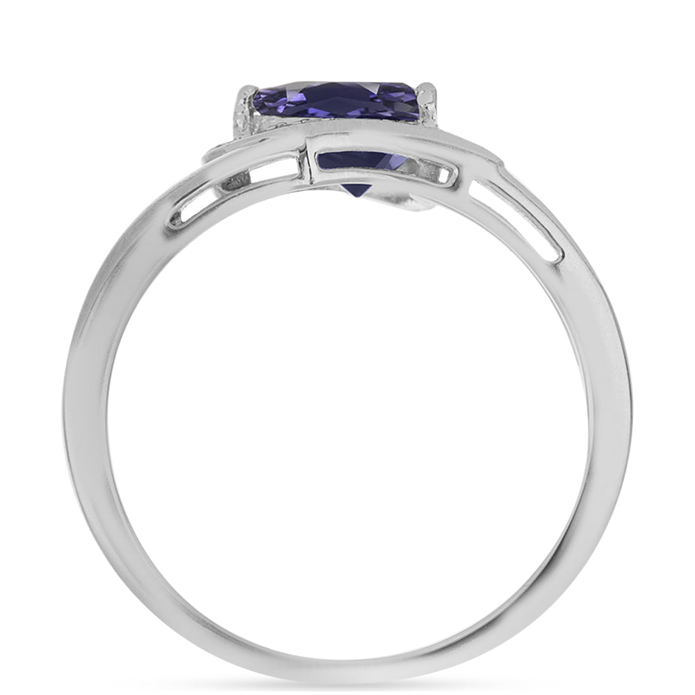 Silberring mit Iolith und weißem Topas 2 