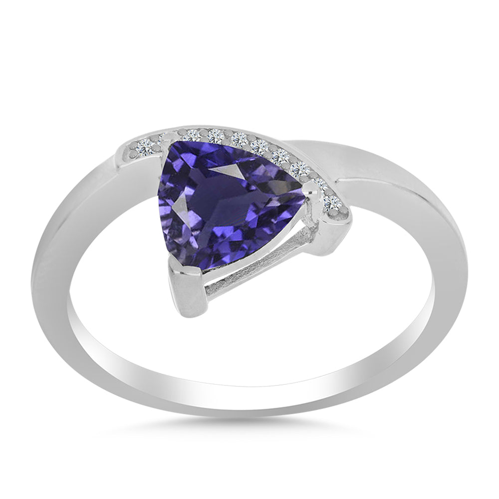 Silberring mit Iolith und weißem Topas