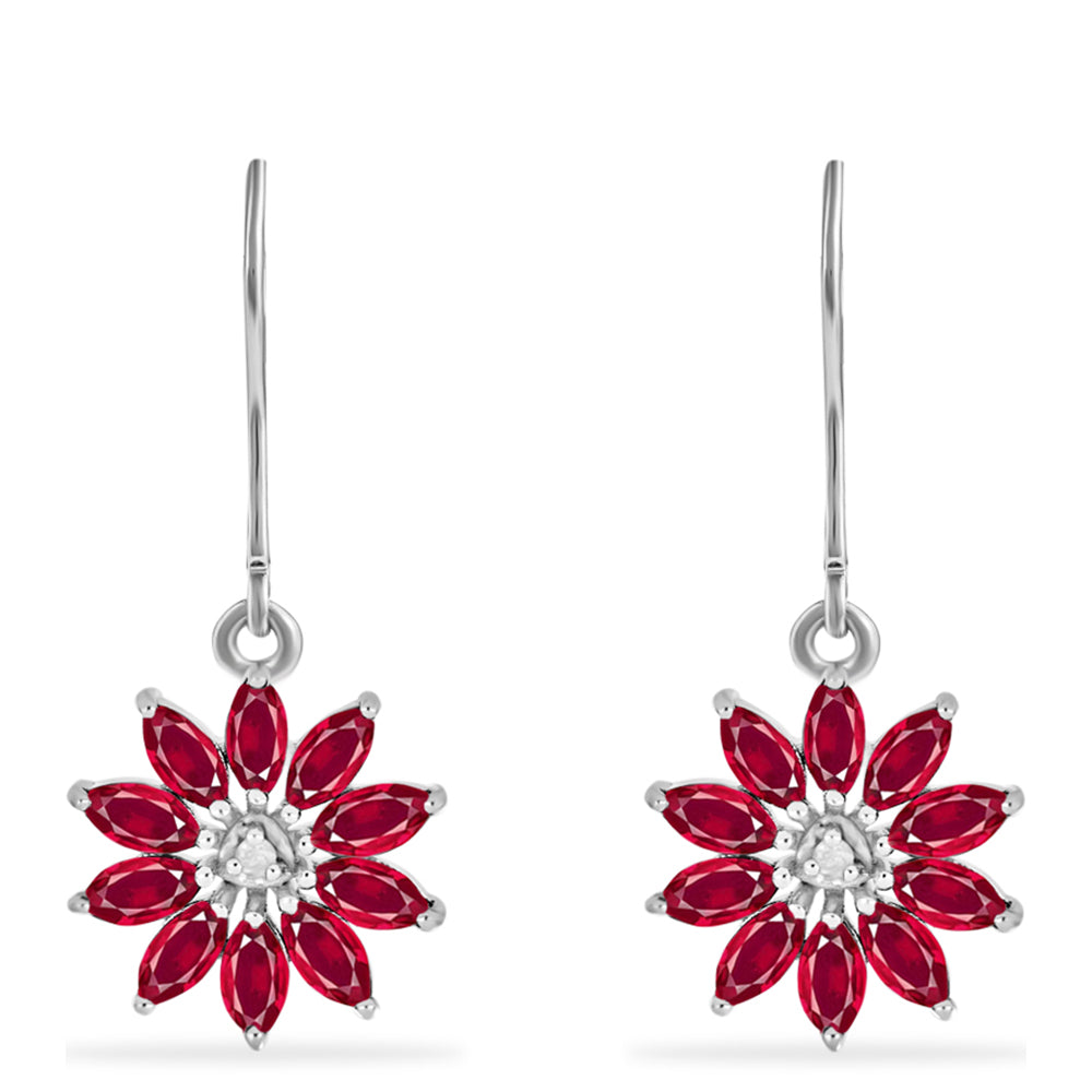 Silberohrringe mit Rubin aus Madagaskar und weißem Diamant 1 
