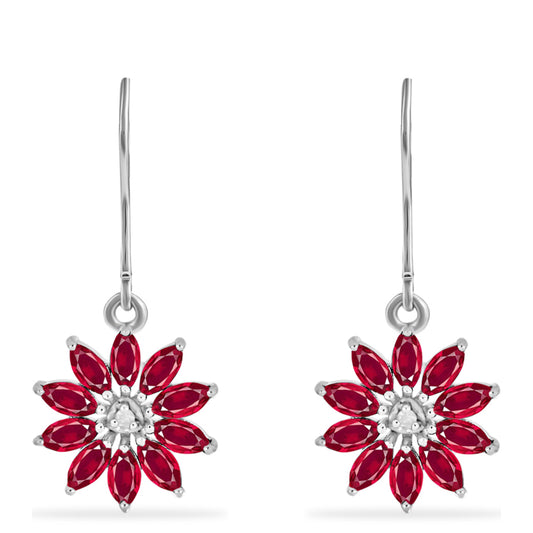 Silberohrringe mit Rubin aus Madagaskar und weißem Diamant