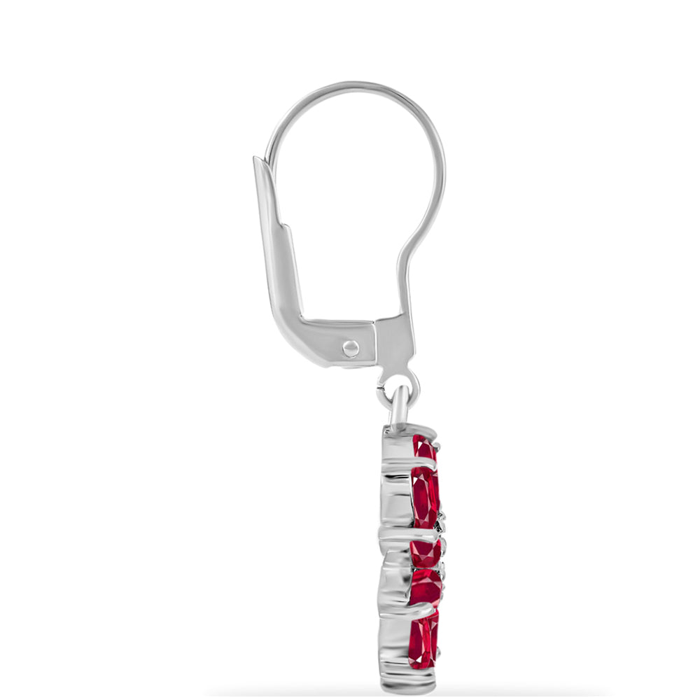 Silberohrringe mit Rubin aus Madagaskar und weißem Diamant