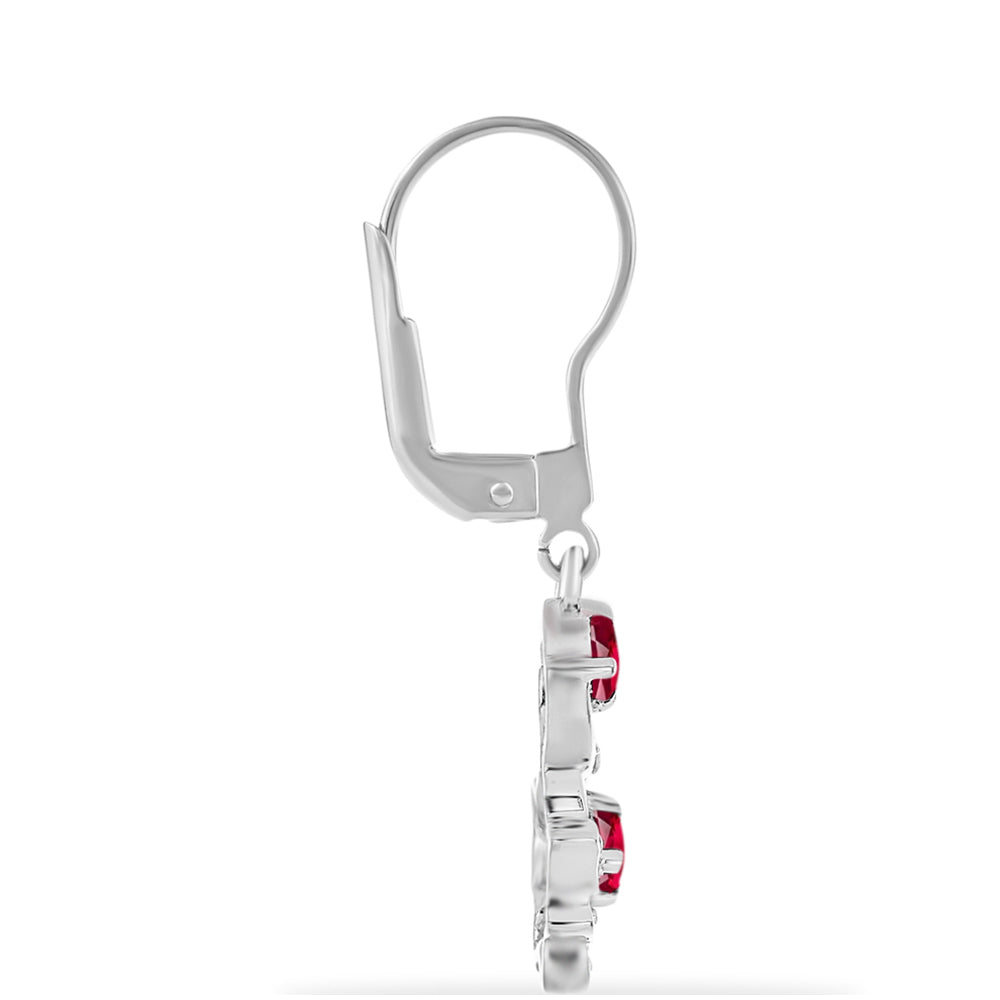 Silberohrringe mit Rubin aus Madagaskar und weißem Diamant