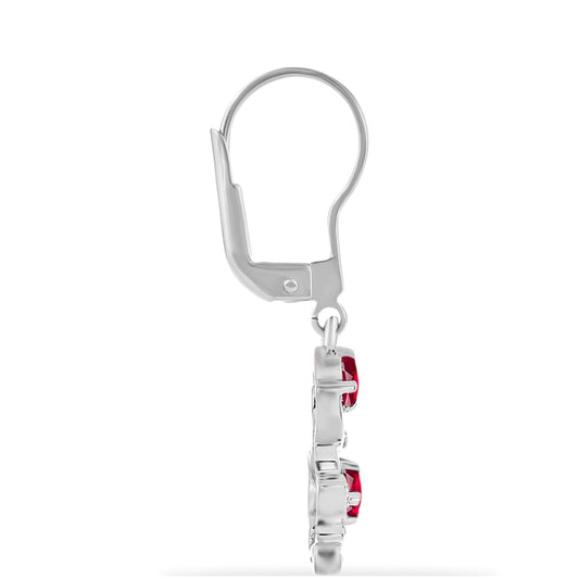 Silberohrringe mit Rubin aus Madagaskar und weißem Diamant