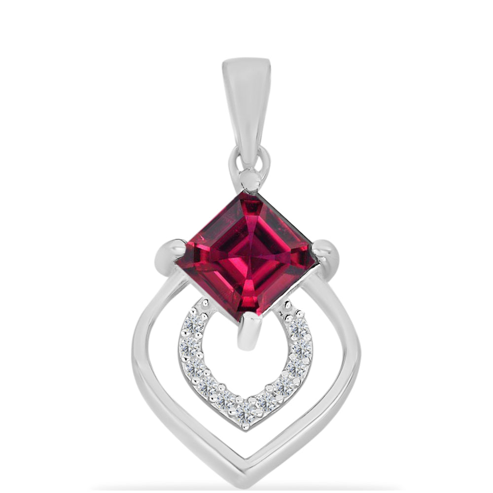 Silberanhänger mit Rubin aus Madagaskar und weißem Diamant