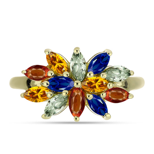 Goldplattierter Silberring mit regenbogenfarbenem Rosebery Saphir