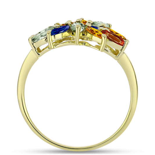 Goldplattierter Silberring mit regenbogenfarbenem Rosebery Saphir