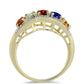 Goldplattierter Silberring mit regenbogenfarbenem Rosebery Saphir und weißem Topas