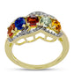 Goldplattierter Silberring mit regenbogenfarbenem Rosebery Saphir und weißem Topas