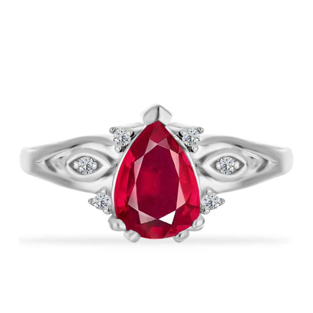 Silberring mit Rubin aus Madagaskar und weißem Diamant