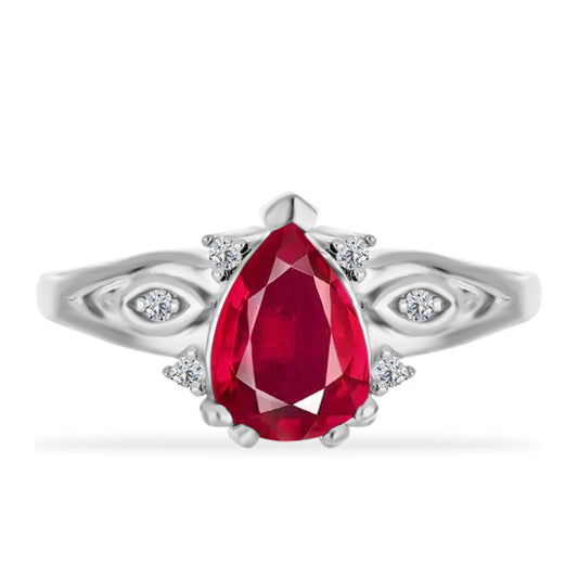 Silberring mit Rubin aus Madagaskar und weißem Diamant