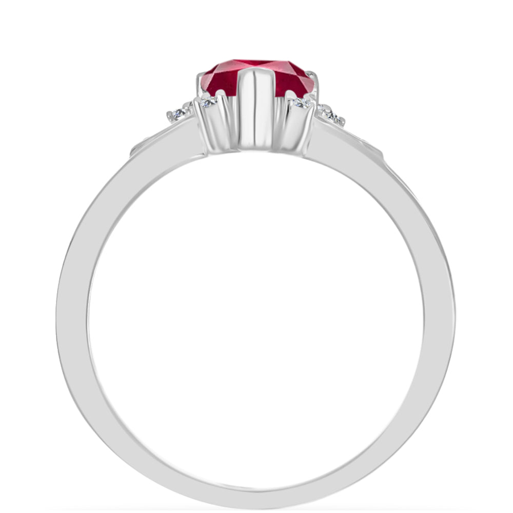 Silberring mit Rubin aus Madagaskar und weißem Diamant