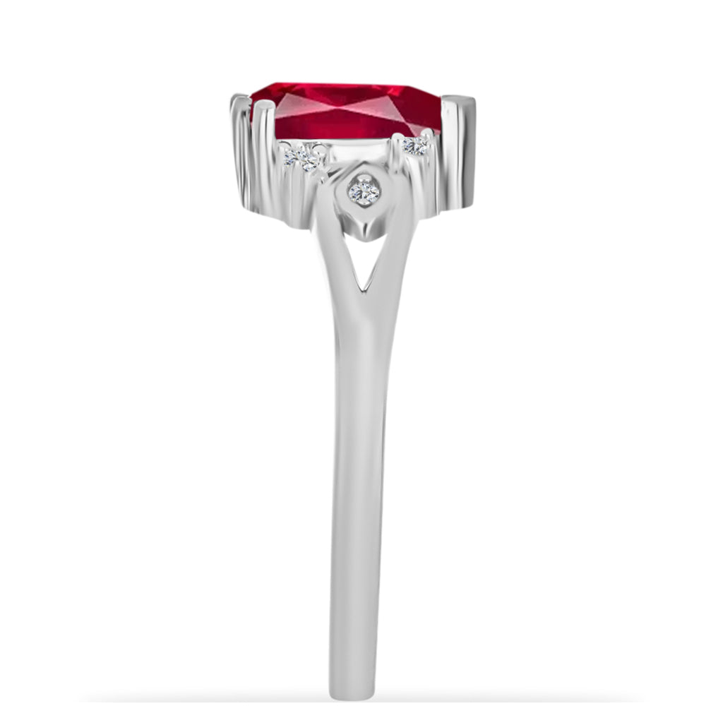 Silberring mit Rubin aus Madagaskar und weißem Diamant 4 