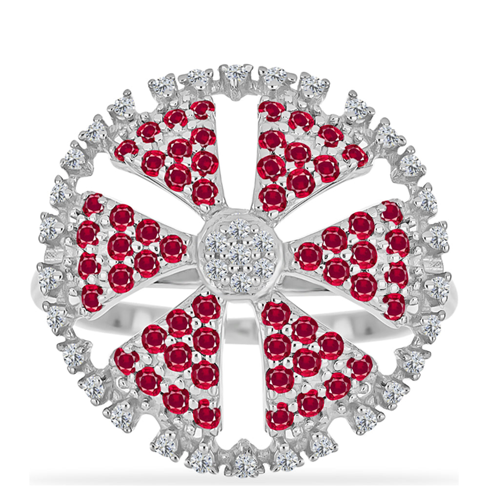 Silberring mit Rubin aus Madagaskar und weißem Diamant 1 