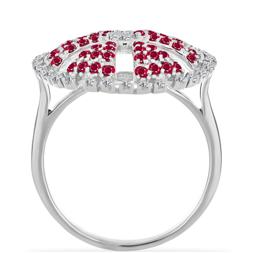 Silberring mit Rubin aus Madagaskar und weißem Diamant 2 