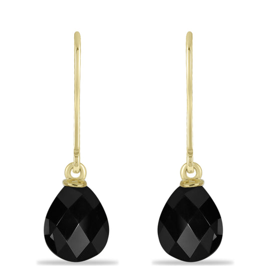 Goldplattierte Silberohrringe mit schwarzem Onyx aus Suwar