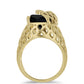 Goldplattierter Silberring mit schwarzem Onyx aus Suwar