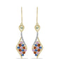 Goldplattierte Silberohrringe mit regenbogenfarbenem Rosebery Saphir und weißem Topas