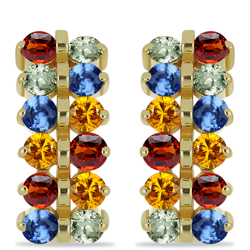 Goldplattierte Silberohrringe mit regenbogenfarbenem Rosebery Saphir