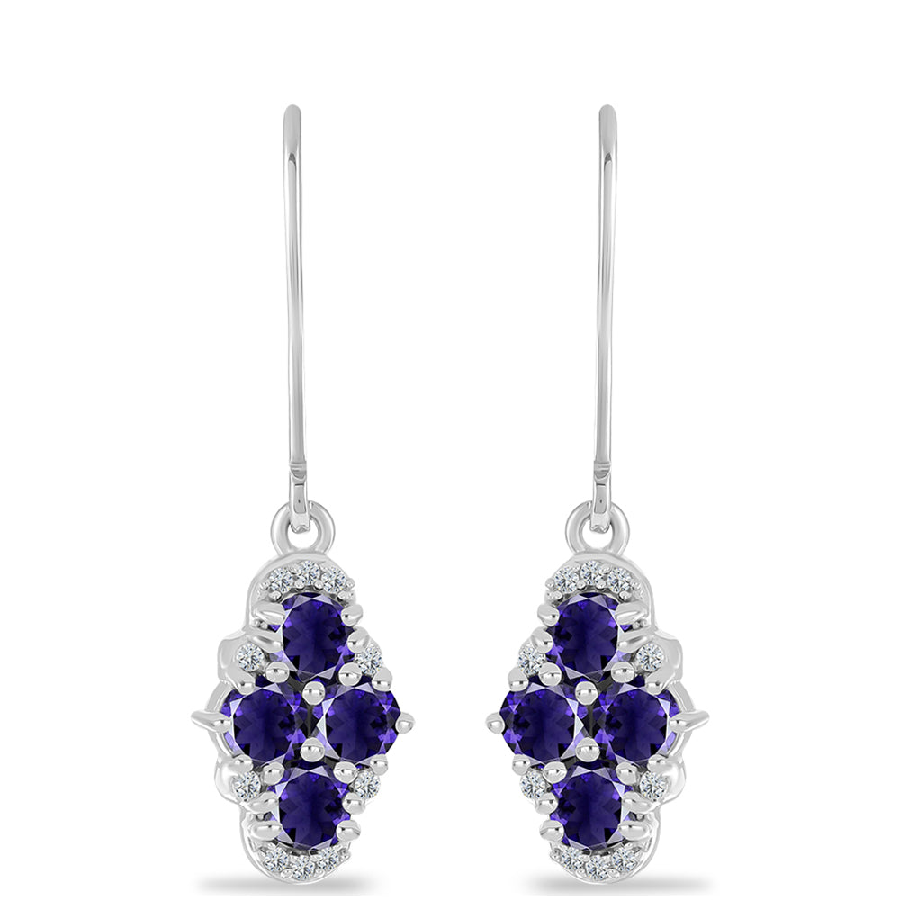 Silberohrringe mit Iolith und weißem Topas