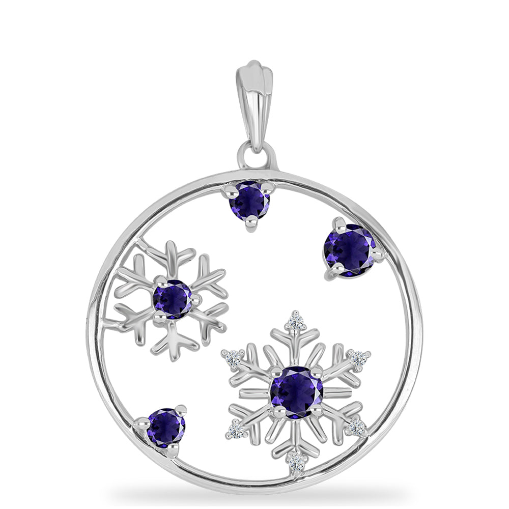 Silberanhänger mit Iolith und weißem Topas 1 