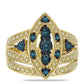 Goldplattierter Silberring mit blauem Diamant
