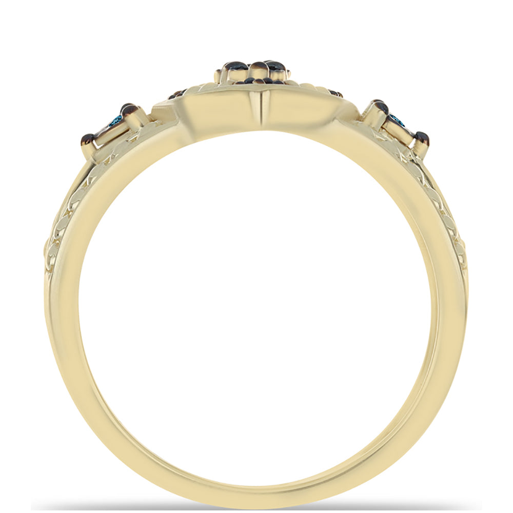 Goldplattierter Silberring mit blauem Diamant