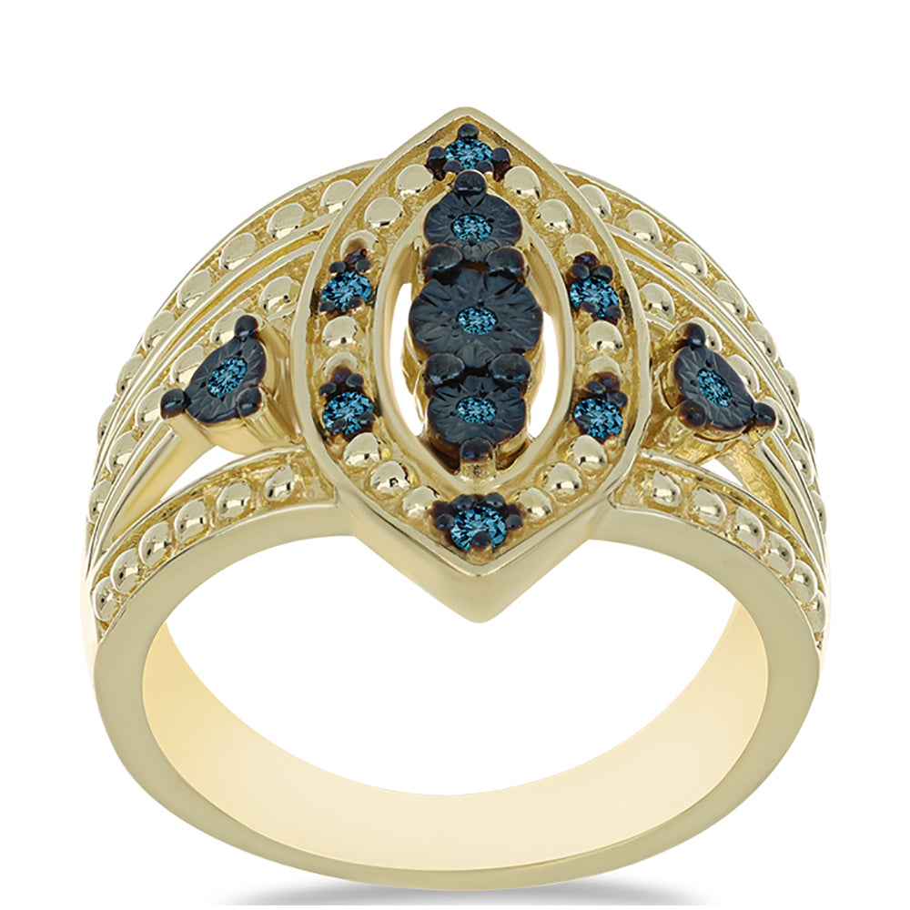 Goldplattierter Silberring mit blauem Diamant 3 