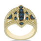 Goldplattierter Silberring mit blauem Diamant