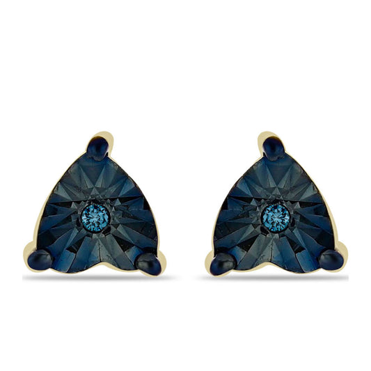 Goldplattierte Silberohrringe mit blauem Diamant