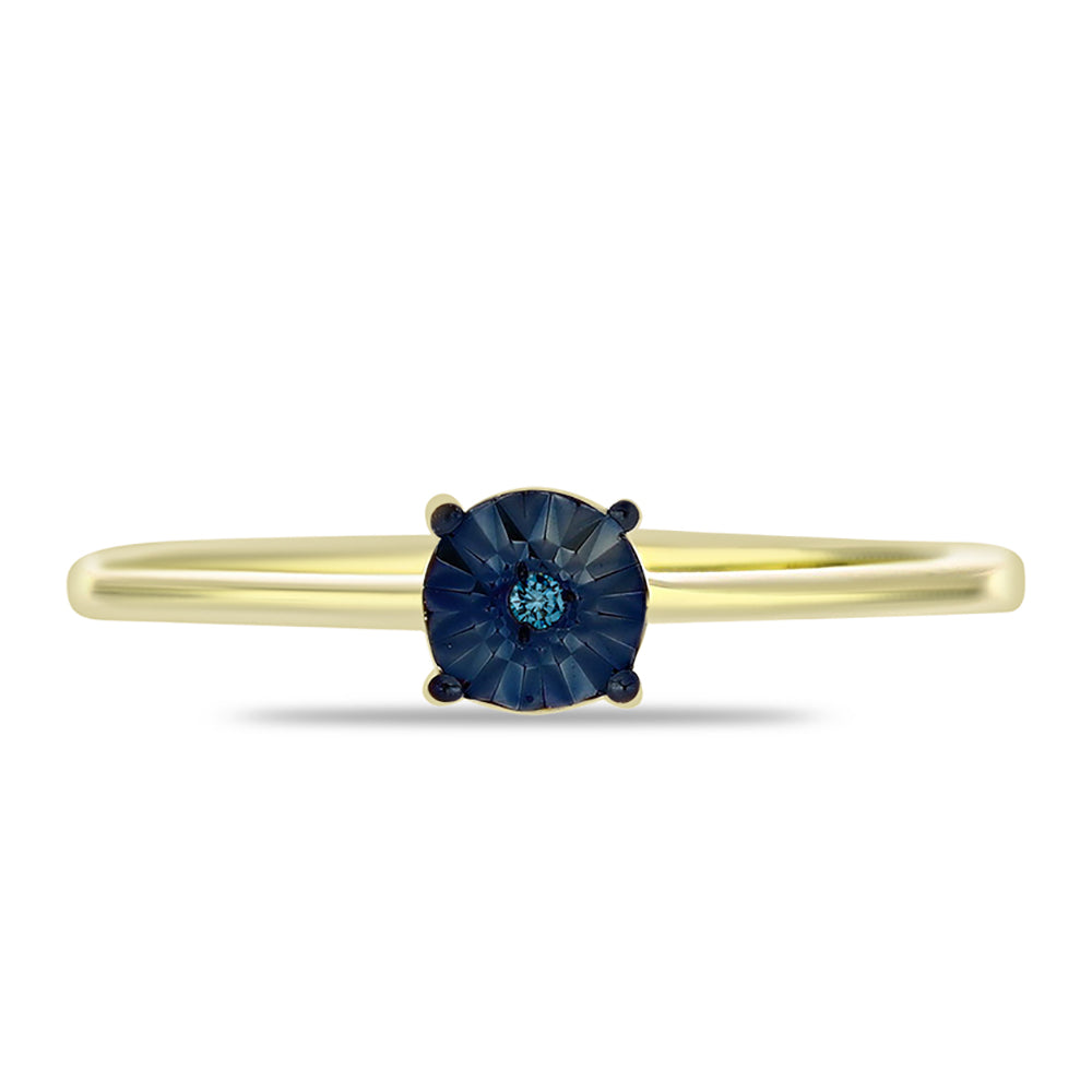 Goldplattierter Silberring mit blauem Diamant 1 
