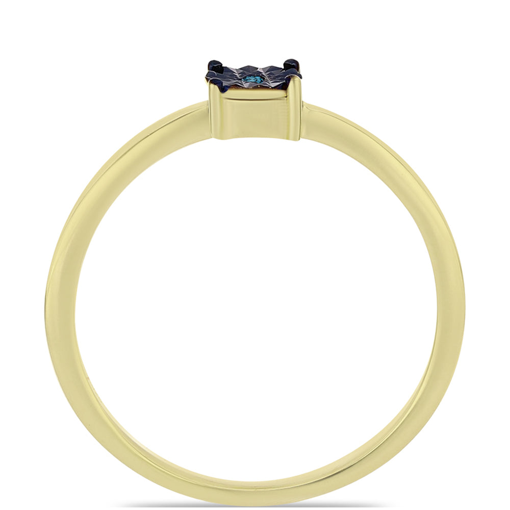 Goldplattierter Silberring mit blauem Diamant