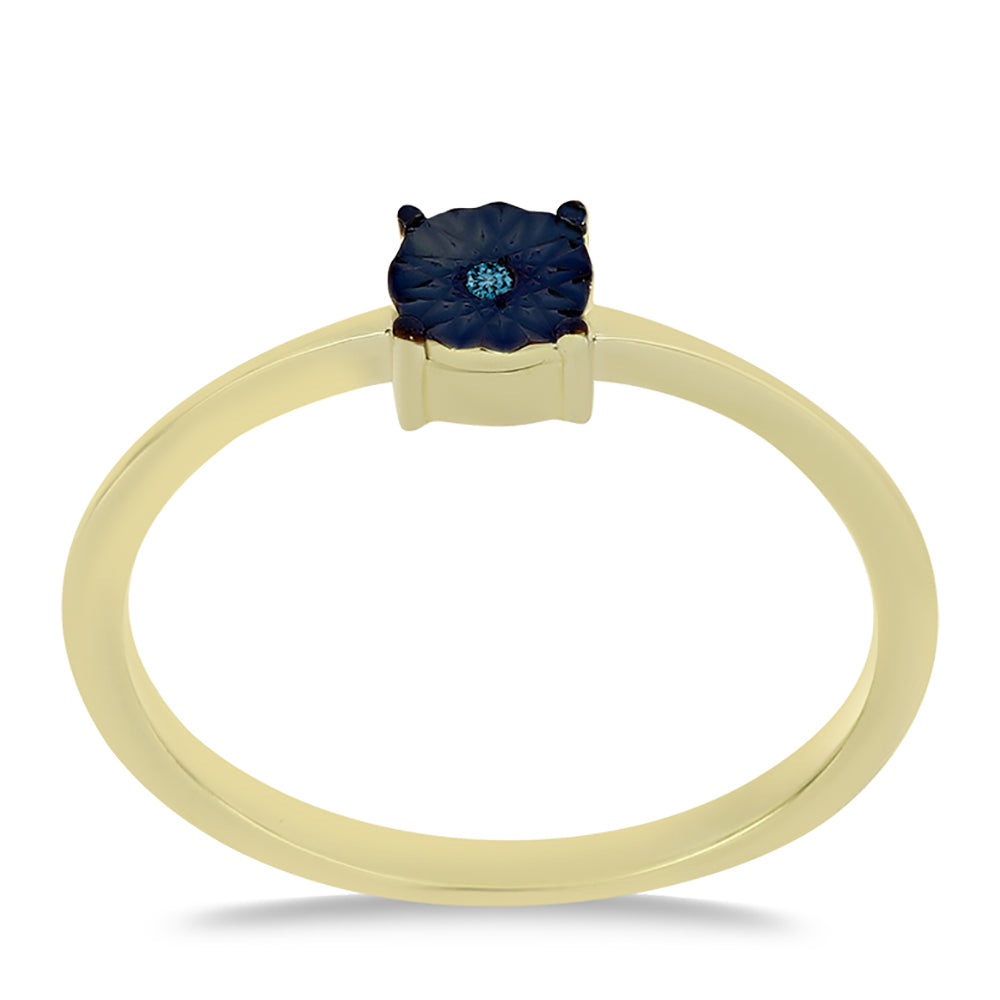 Goldplattierter Silberring mit blauem Diamant 3 