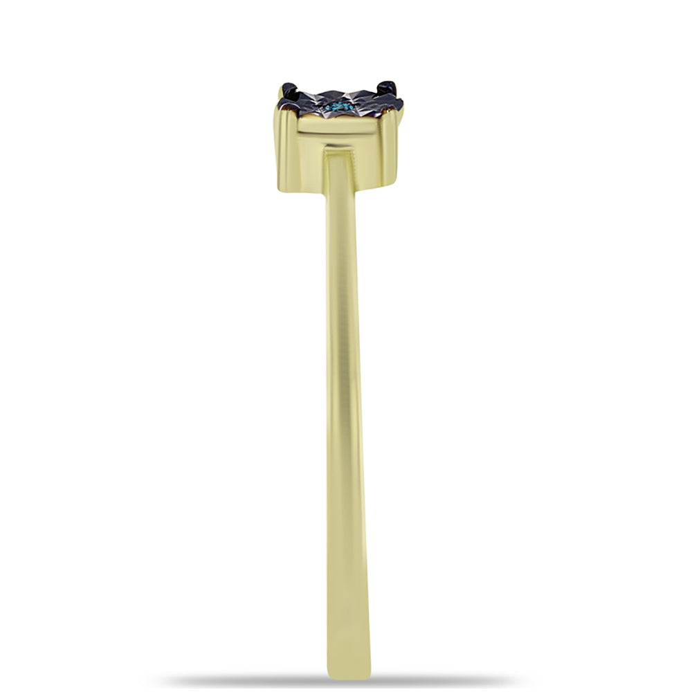 Goldplattierter Silberring mit blauem Diamant