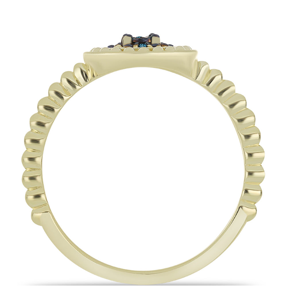 Goldplattierter Silberring mit blauem Diamant