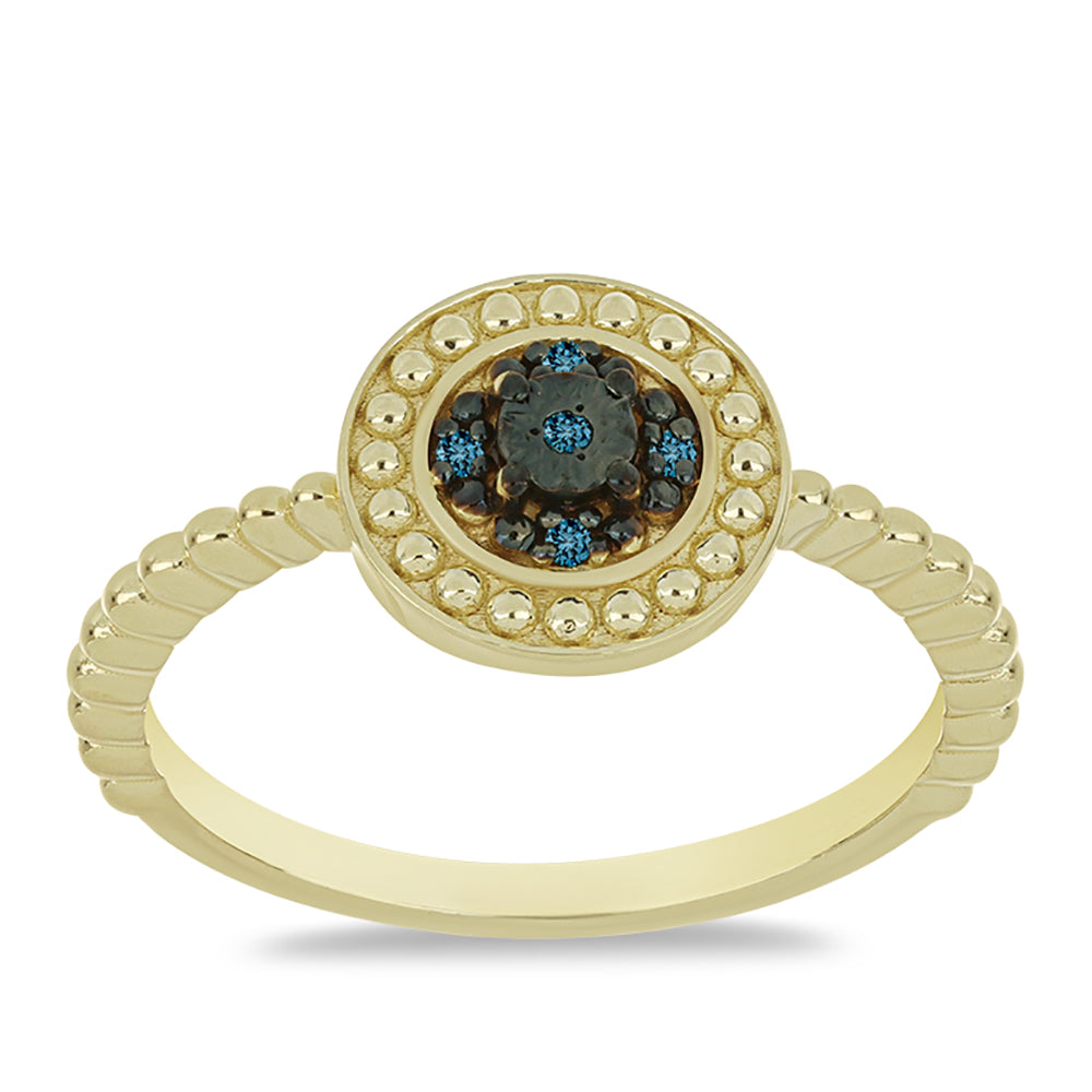 Goldplattierter Silberring mit blauem Diamant 3 