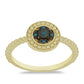 Goldplattierter Silberring mit blauem Diamant