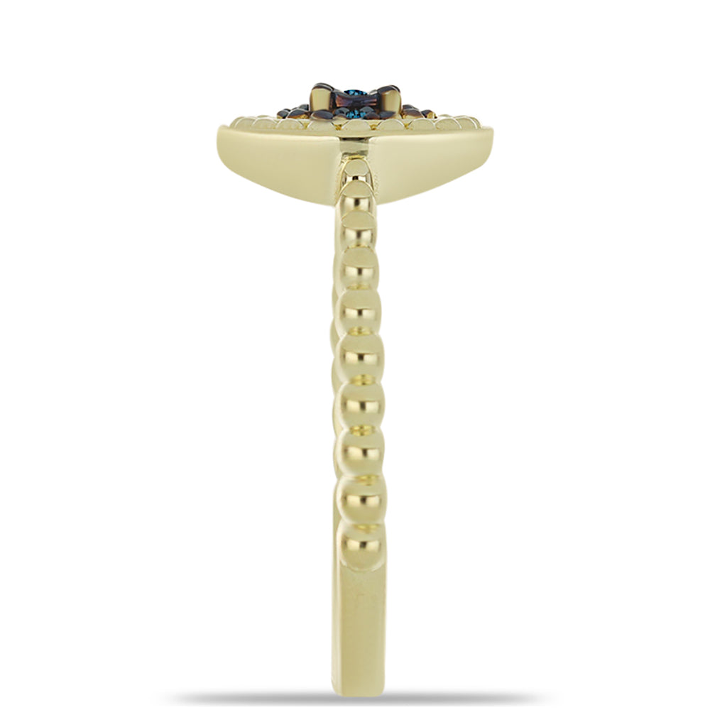 Goldplattierter Silberring mit blauem Diamant 4 