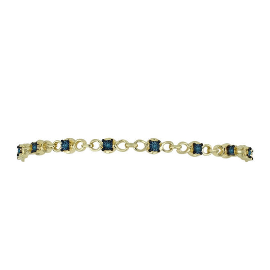 Goldplattiertes Silberarmband mit blauem Diamant