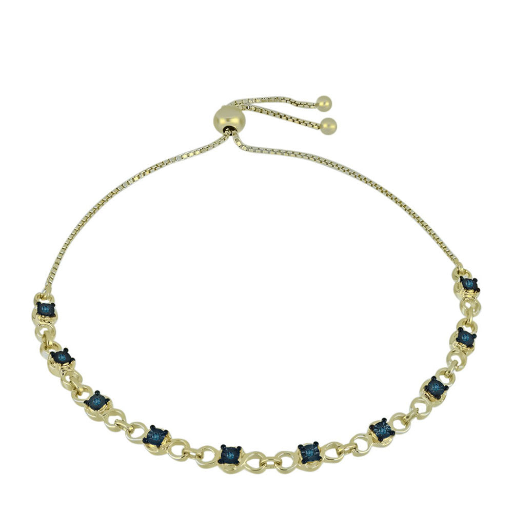 Goldplattiertes Silberarmband mit blauem Diamant