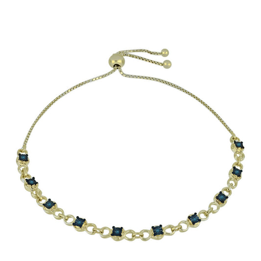 Goldplattiertes Silberarmband mit blauem Diamant