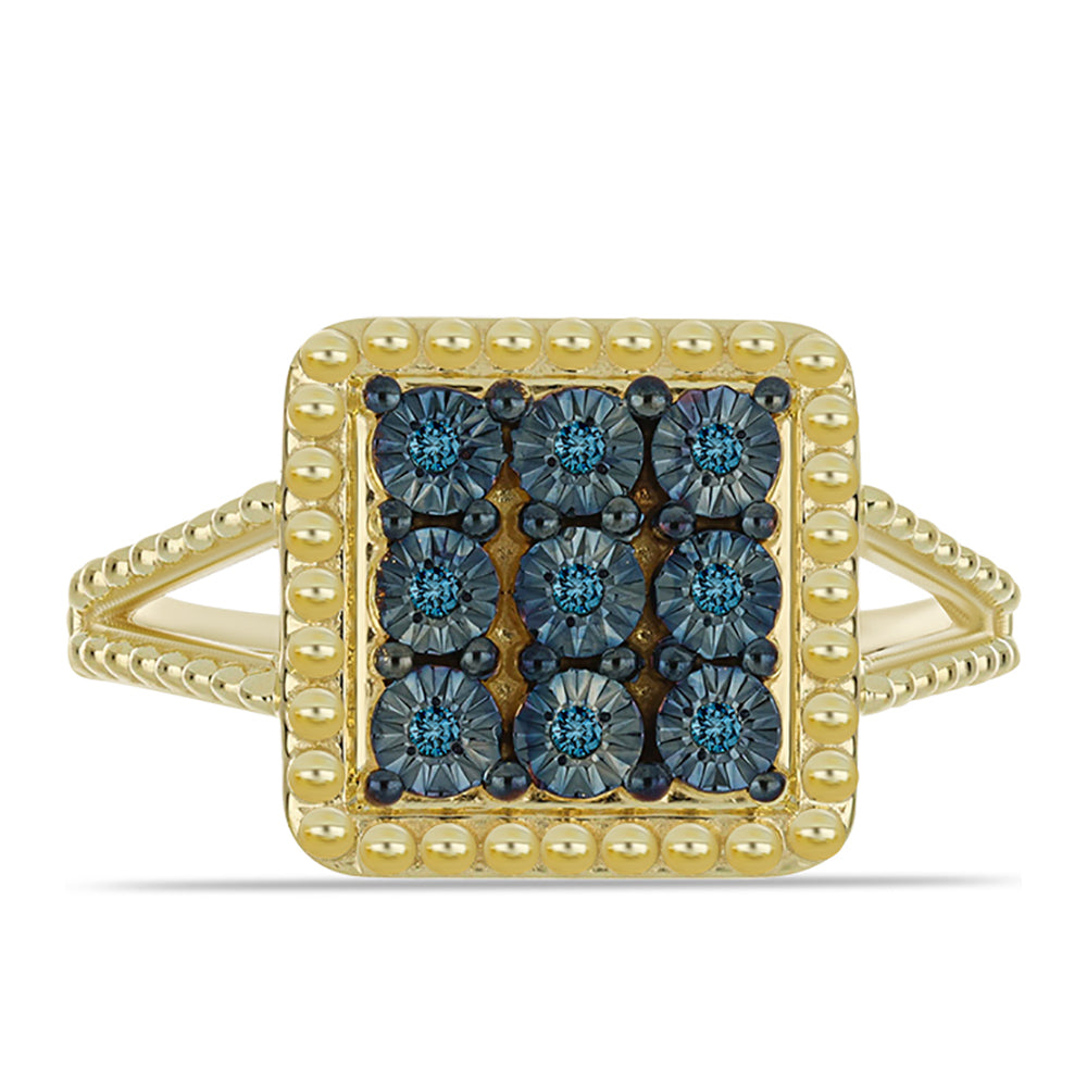 Goldplattierter Silberring mit blauem Diamant 1 