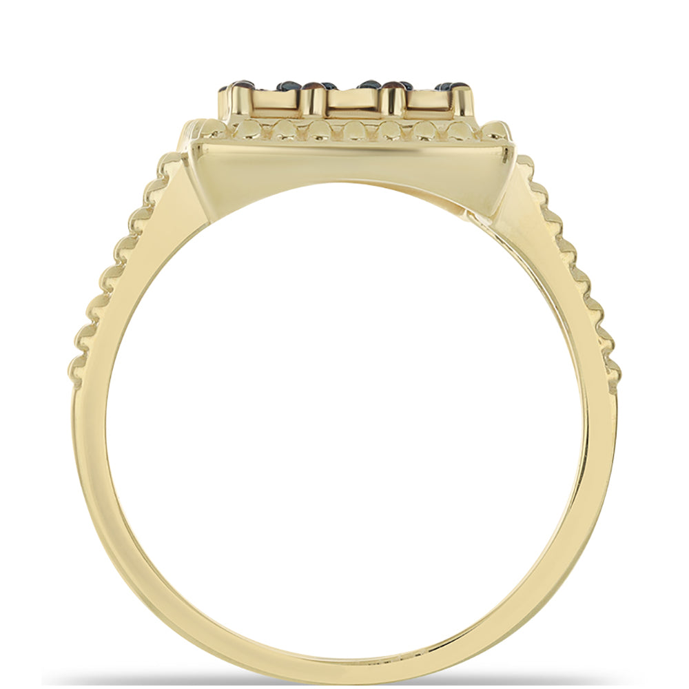 Goldplattierter Silberring mit blauem Diamant