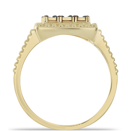 Goldplattierter Silberring mit blauem Diamant